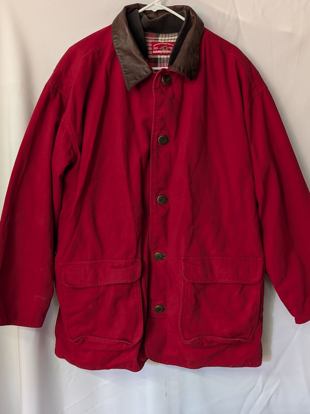 Vintage Marlboro Country Store Chore Jacket Mens Large Red Plaid Removable Liner